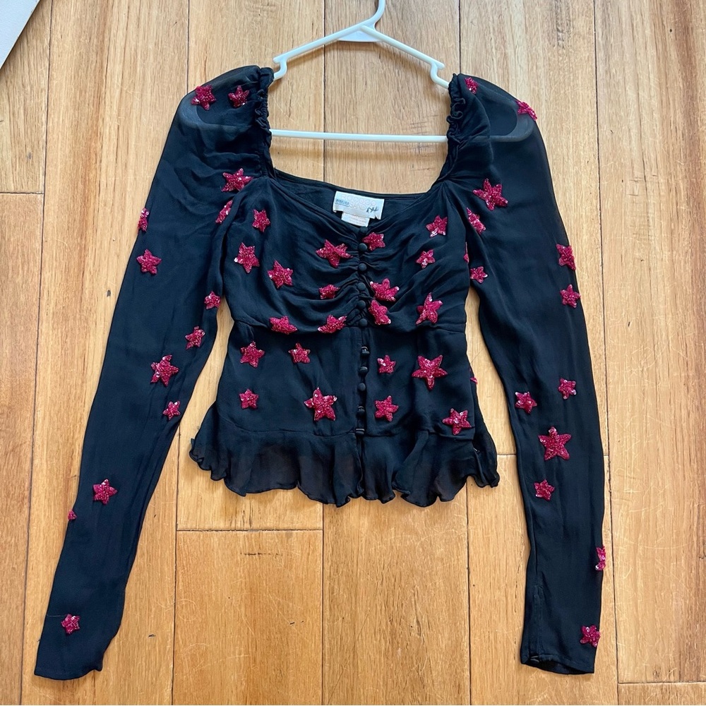 ⚡️RARE⚡️Rococo Sand Long Sleeve Star Embellished Blouse